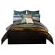preview thumbnail 1 of 1, Vince Camuto Lille Striped Green and Gold Duvet Cover Set Queen