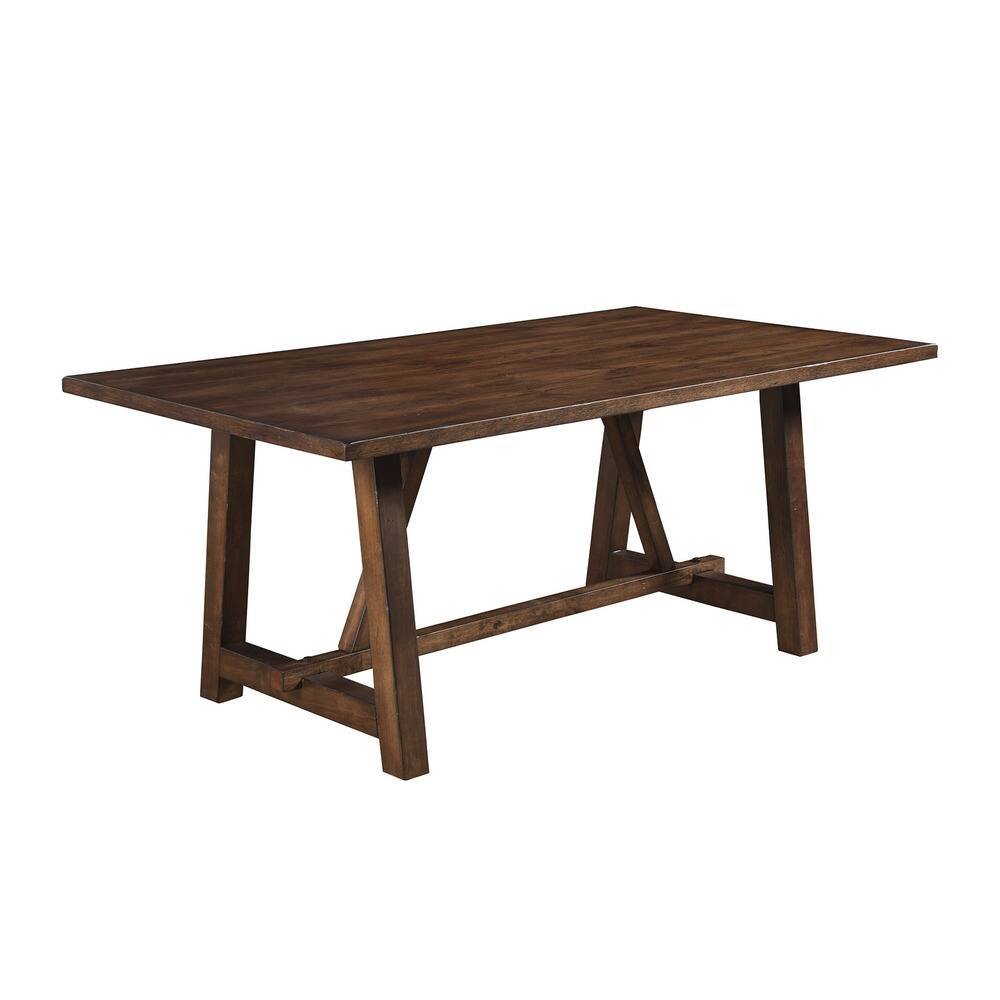 Alpine Arendal Oak Rubberwood and Veneer Trestle Dining Table