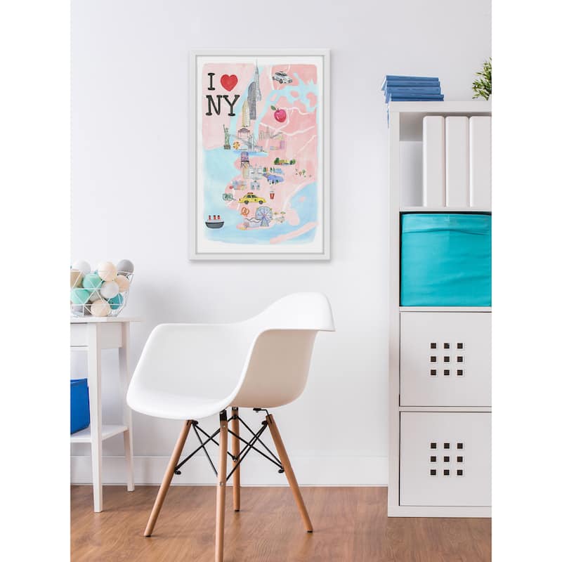 Marmont Hill - 'I Love NY Site Map' Framed Painting Print