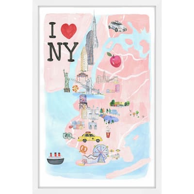 Marmont Hill - 'I Love NY Site Map' Framed Painting Print