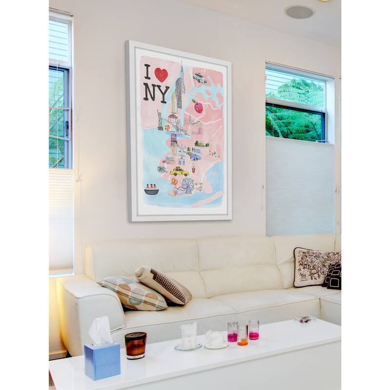 Marmont Hill - 'I Love NY Site Map' Framed Painting Print