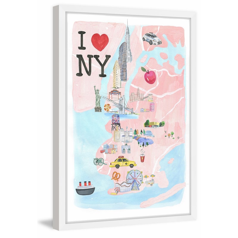 Marmont Hill - 'I Love NY Site Map' Framed Painting Print