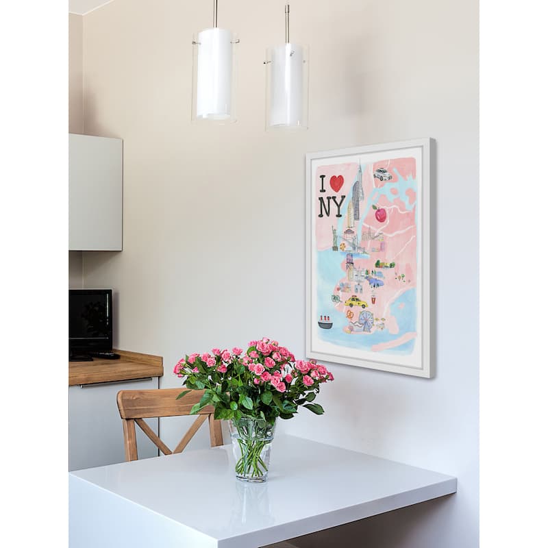 Marmont Hill - 'I Love NY Site Map' Framed Painting Print