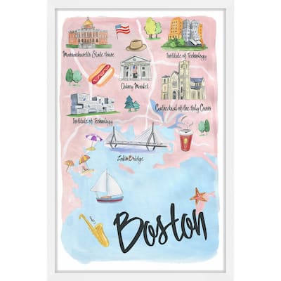 Marmont Hill - 'I Love Boston' Framed Painting Print