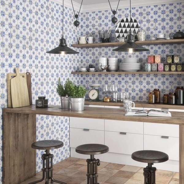 SomerTile 13x13-inch Aragon Azul Ceramic Floor and Wall Tile (10/Case ...