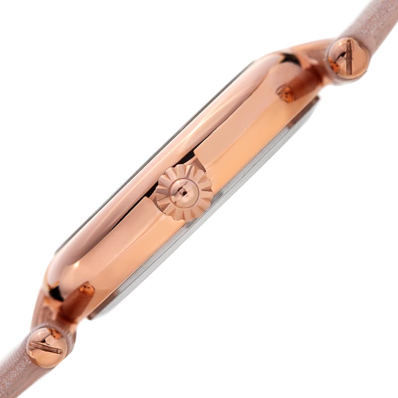 Burgi Women's Dazzling Diamond Rose-Tone Dial Pink Leather Strap Watch