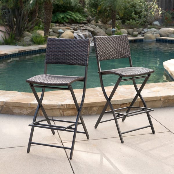 Shop Margarita Outdoor Wicker Barstool Set Of 2 By Christopher