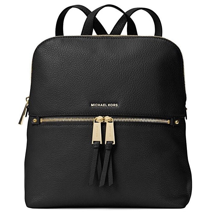 michael kors black and gold backpack
