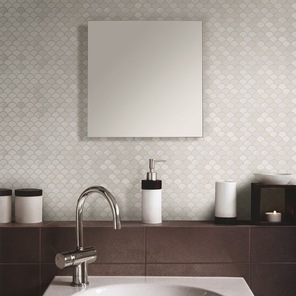 Somertile 11 25x12 Inch Expresiones Scallop White Gl Mosaic Floor Somertile 11 25x12 Inch Expresiones Scallop White Gl Mosaic Floor And Wall Tile 10