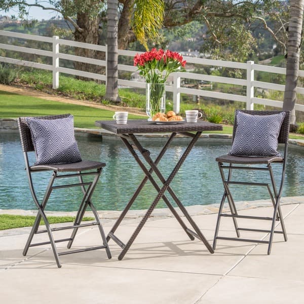 Margarita Outdoor Wicker 3piece Bar Set by Christopher Knight Home