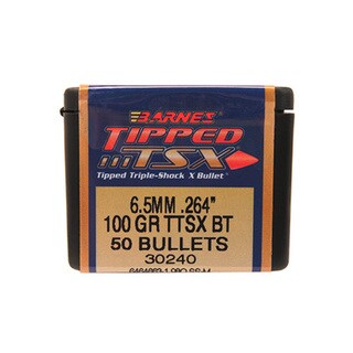 Barnes Bullets Triple-Shock X 264 Caliber, 6.5mm, 100 Grain, Tipped Spitzer Boat Tail, Per 50