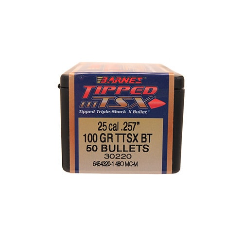 Barnes Bullets Triple-Shock X 25 Caliber, 100 Grain, Tipped Spitzer Boat Tail, Per 50