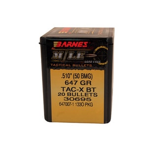 Barnes Bullets Triple-Shock X 50 BMG, 647 Grain, Hollow Point Boat Tail, Per 20