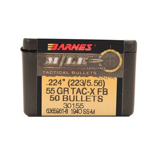 Barnes Bullets TAC-X 223/5.56 Caliber, 55 Grain, Flat Base, Per 50