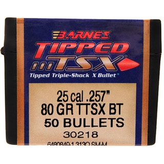 Barnes Bullets Triple-Shock X 25 Caliber, 80 Grain, Tipped Spitzer Boat Tail, Per 50