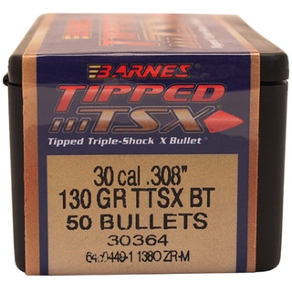 Barnes Bullets Triple-Shock X 30 Caliber, 130 Grain, Tipped Spitzer Boattail, Per 50