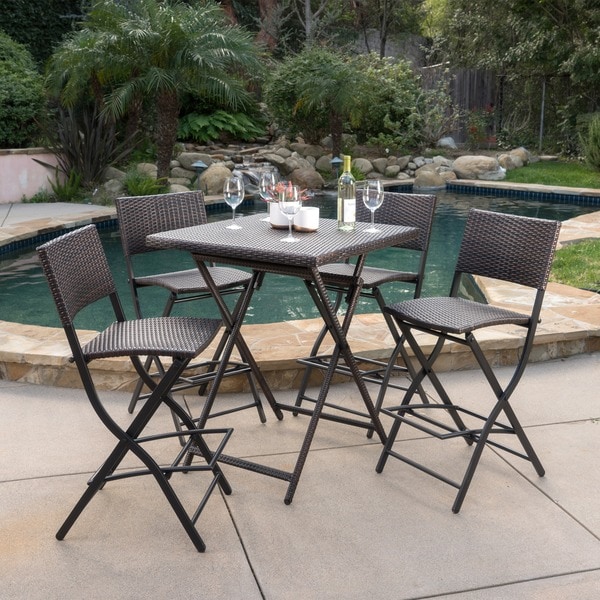 5 piece outdoor wicker best sale bar set