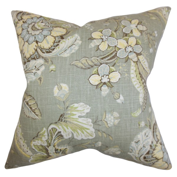Shop Eluned Floral 22 Inch Down Feather Throw Pillow Green Overstock 14390917
