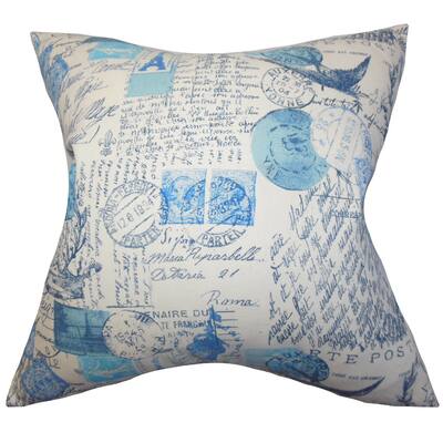 Winsome Typography 22-inch Down Feather Throw Pillow Blue