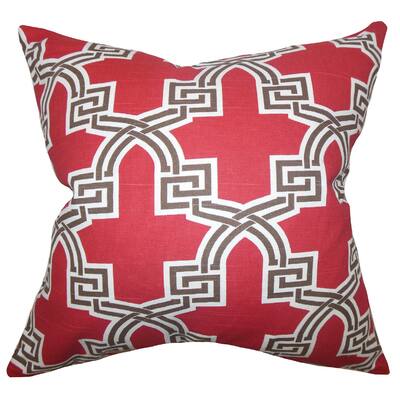 Letha Geometric 22-inch Down Feather Throw Pillow Red