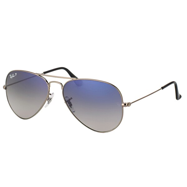 Ray-Ban RB 3025 Classic Aviator 004/78 Gunmetal Sunglasses with Crystal Grey Gradient Polarized Lens 55mm