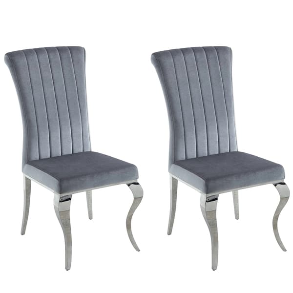 Cabriole Design Stainless Steel With Grey Silver Velvet Cabriole Design Stainless Steel