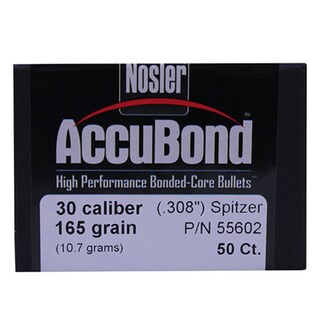 Nosler 30 Caliber Bullets AccuBond, 165 Grains, Ballistic Tip Spitzer Boat Tail, Per 50