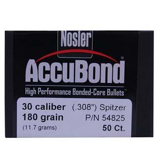 Nosler 30 Caliber Bullets AccuBond, 180 Grains, Ballistic Tip Spitzer Boat Tail, Per 50