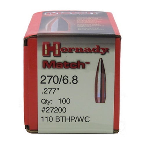 Hornady 270 Caliber Bullets /6.8 110gr BTHP/WC (Per 100)