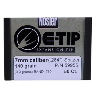 Nosler 7mm Bullets E-Tip, 140 Grains, Spitzer Boat Tail Lead Free, Per 50