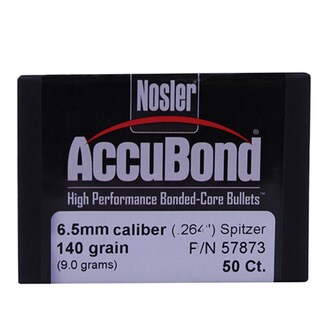 Nosler 6.5mm Bullets AccuBond, 140 Grains, Bonded Spitzer Boat Tail, Per 50