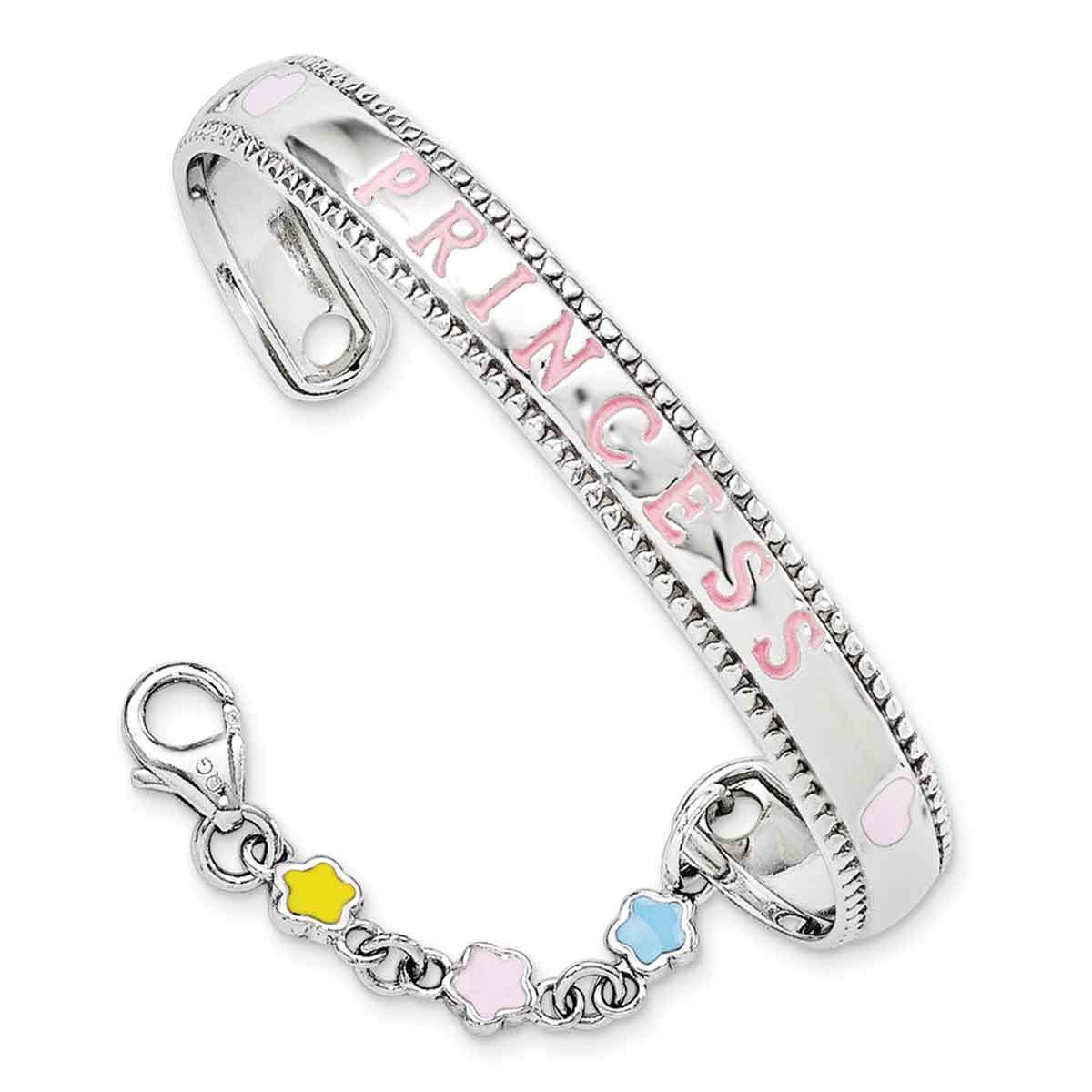 Personalized Dainty ID Tag Bracelet Engravable Butterfly Charm Dangle 925 Sterling Silver Pink For Small Wrists 5 Inch