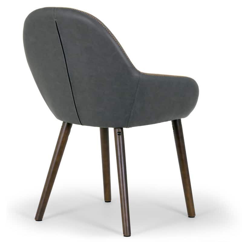 Alan Vintage Grey Faux Leather Contrast Stitch Arm Chair (Set of 2)