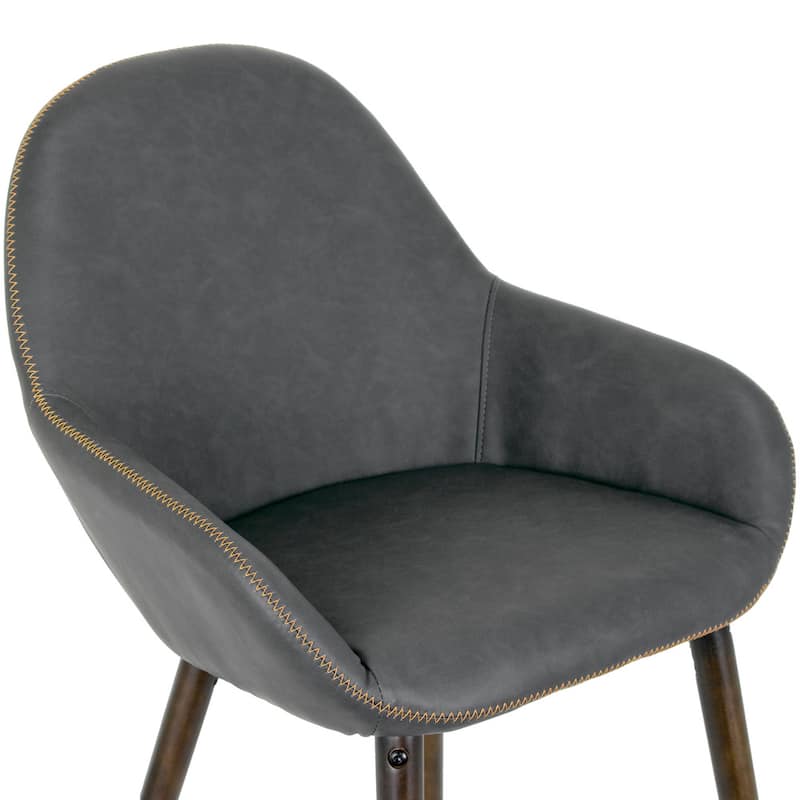 Alan Vintage Grey Faux Leather Contrast Stitch Arm Chair (Set of 2)