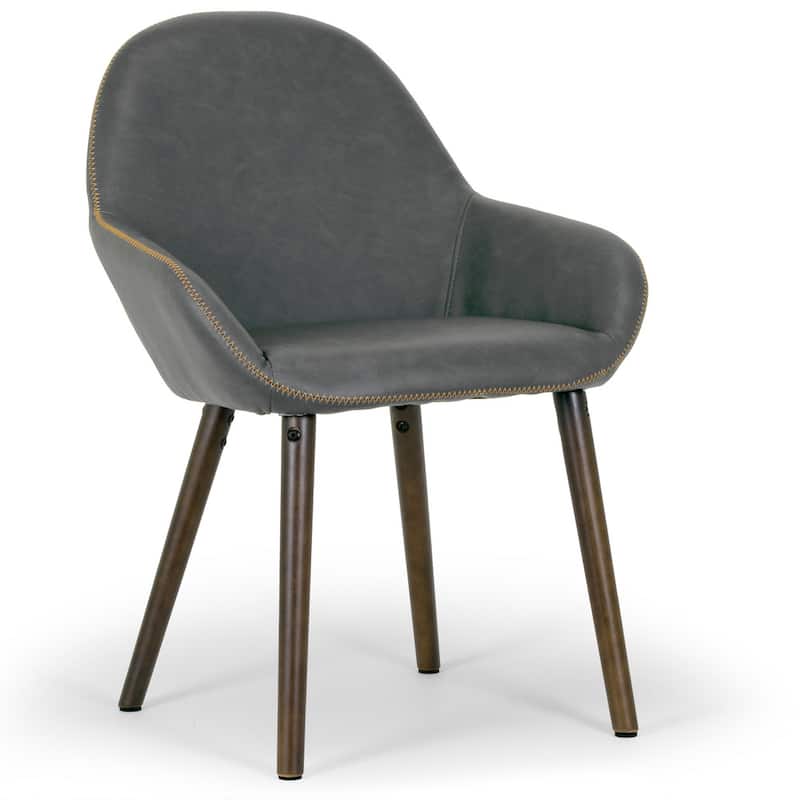 Alan Vintage Grey Faux Leather Contrast Stitch Arm Chair (Set of 2)