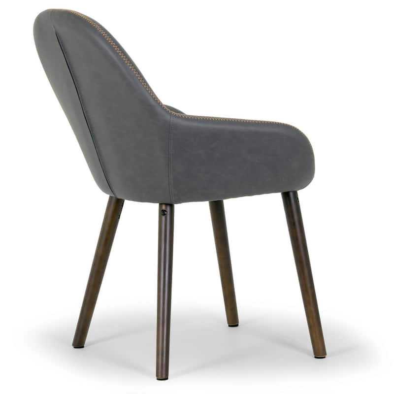 Alan Vintage Grey Faux Leather Contrast Stitch Arm Chair (Set of 2)