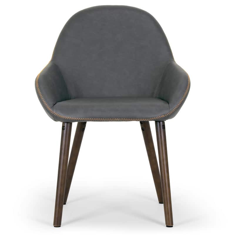 Alan Vintage Grey Faux Leather Contrast Stitch Arm Chair (Set of 2)