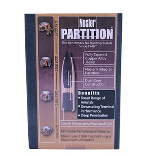 Nosler 30 Caliber Bullets Partition, 150 Grains, Spitzer, Per 50