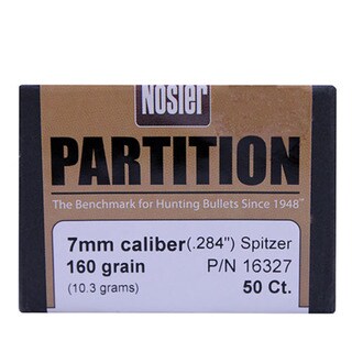 Nosler 7mm Bullets Partition, 160 Grains, Spitzer, Per 50