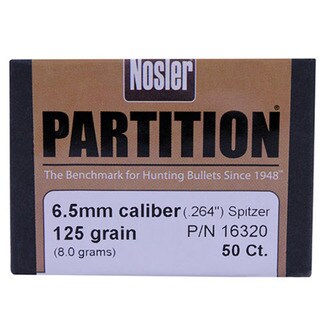 Nosler 6.5mm Bullets Partition, 125 Grains, Spitzer, Per 50