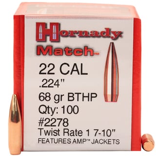 Hornady 22 Caliber Bullets (.224) 68 Gr BTHP Match (Per 100)