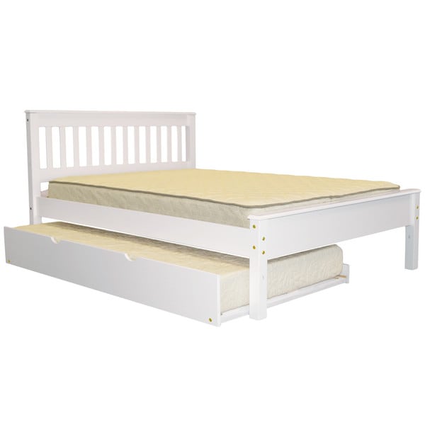 Bedz King Mission Style Full Bed with a Twin Trundle, White