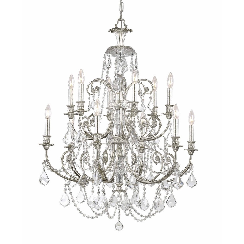 Crystorama Regis Collection 12-light Olde Silver/Crystal Chandelier - Chandeliers For Bedrooms by Overstock.com