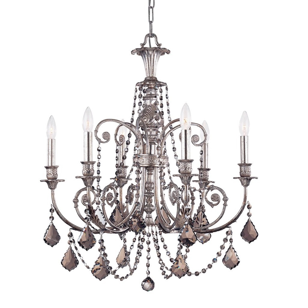 Crystorama Regis Collection 6-light Olde Silver/Crystal Chandelier - Chandeliers For Bedrooms by Overstock.com