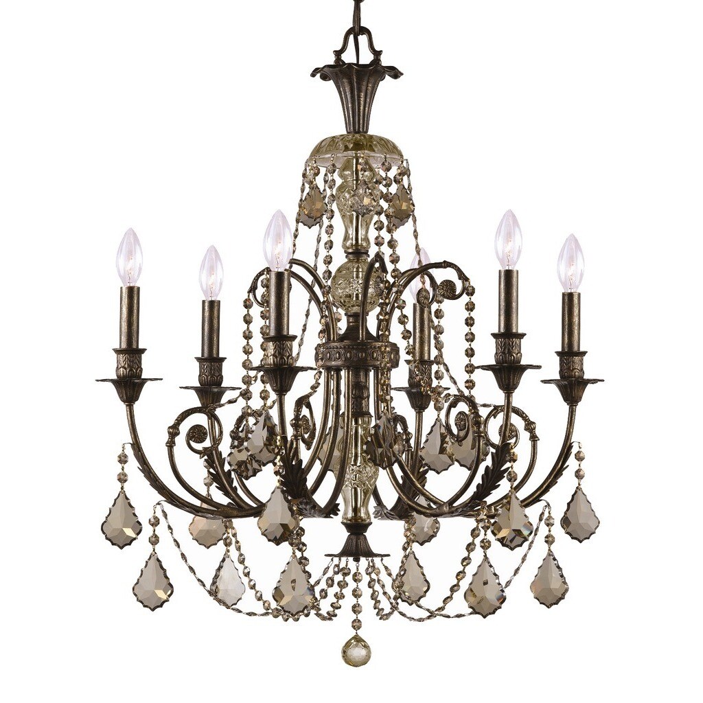 Crystorama Regis Collection 6-light English Bronze/Golden Teak Crystal Chandelier - Chandeliers For Bedrooms by Overstock.com
