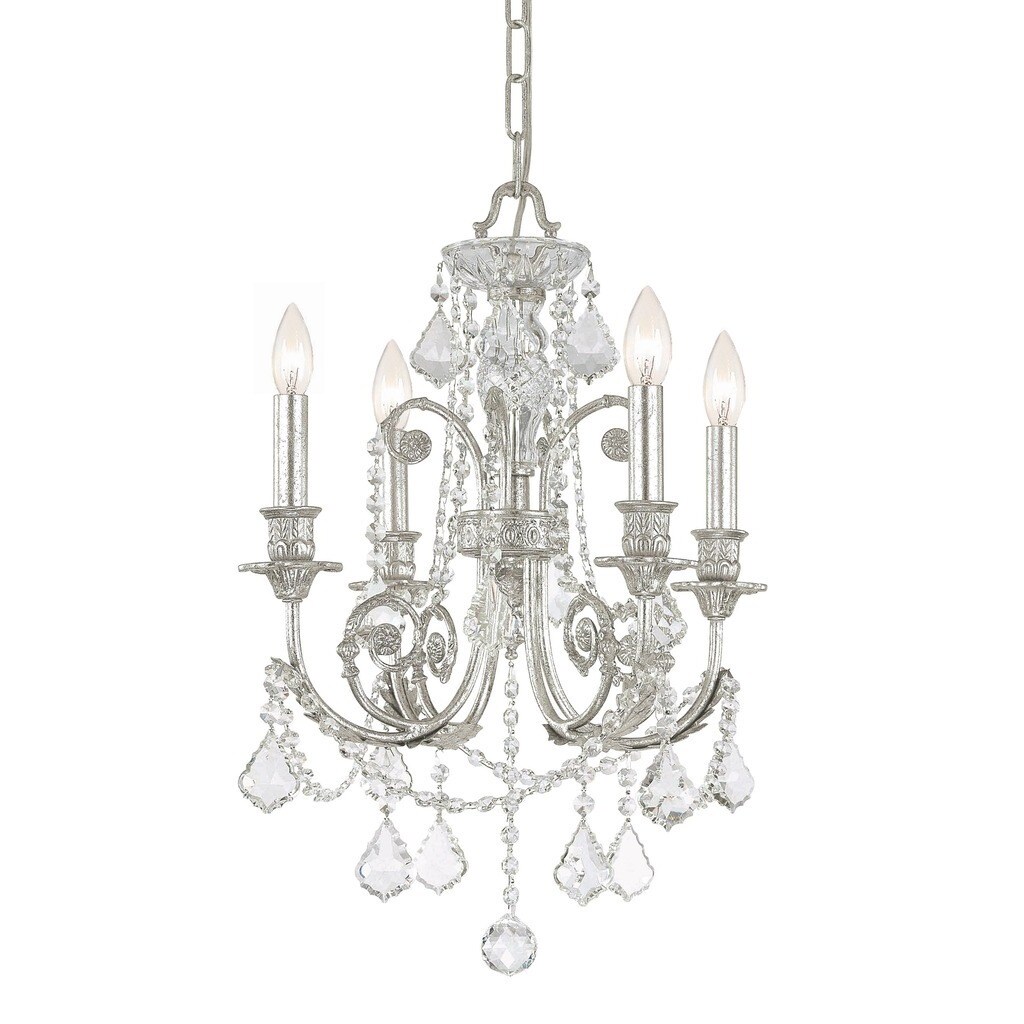 Crystorama Regis Collection 4-light Olde Silver/Swarovski Spectra Crystal Mini Chandelier - Chandeliers For Bedrooms by Overstock.com