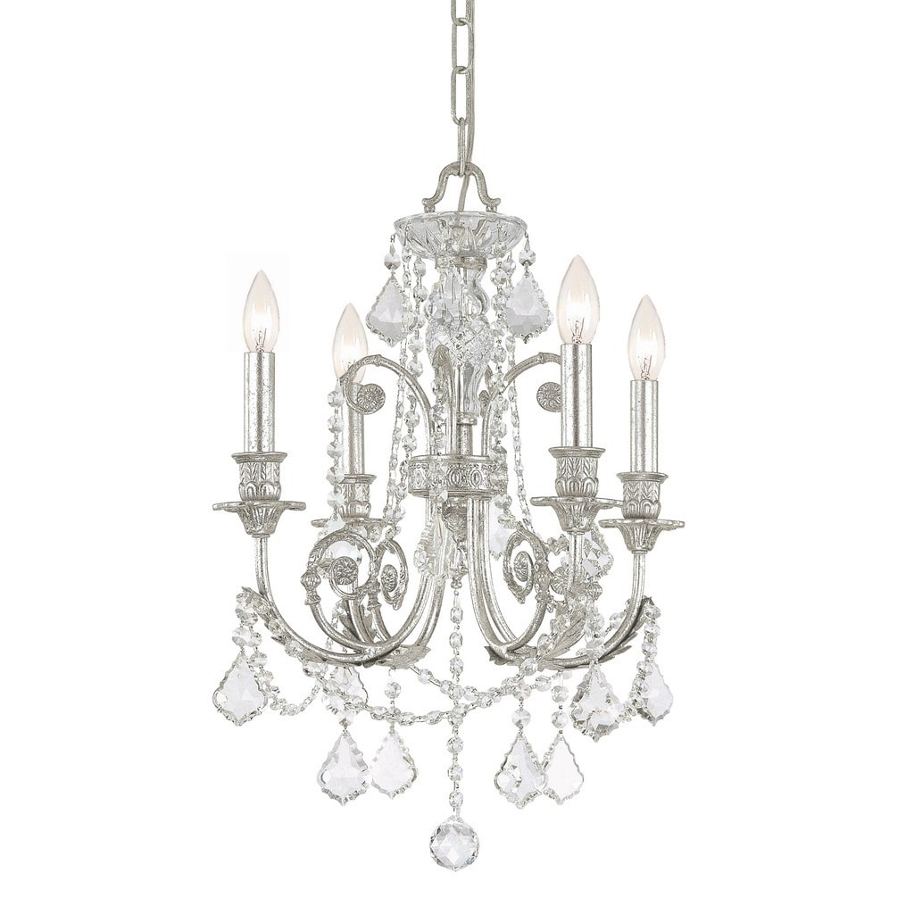 Crystorama Regis Collection 4-light Olde Silver/Swarovski Strass Crystal Mini Chandelier - Chandeliers For Bedrooms by Overstock.com