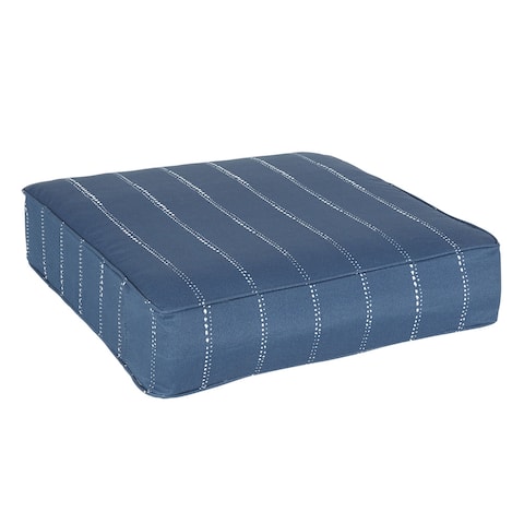 Perry Navy Dotted Stripes Indoor/ Outdoor Corded 22.5 Inch Square Cushion