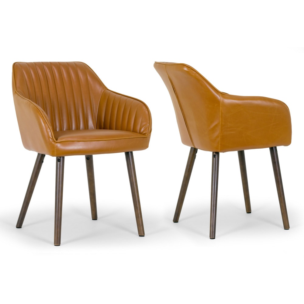 Vegan leather caramel lennon lounge online chair