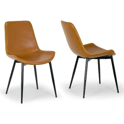 Alary Caramel Brown Faux Leather Modern Dining Chair (Set of 2)